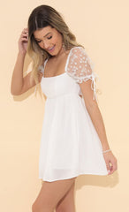 Baby Doll Dress in White Daisy