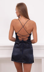 Slip Dress in Navy and Gold Stripes
