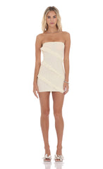 Strapless Lace Ruffle Dress in Ivory