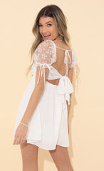 Baby Doll Dress in White Daisy