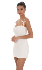 Bow Ties Bodycon Dress in White