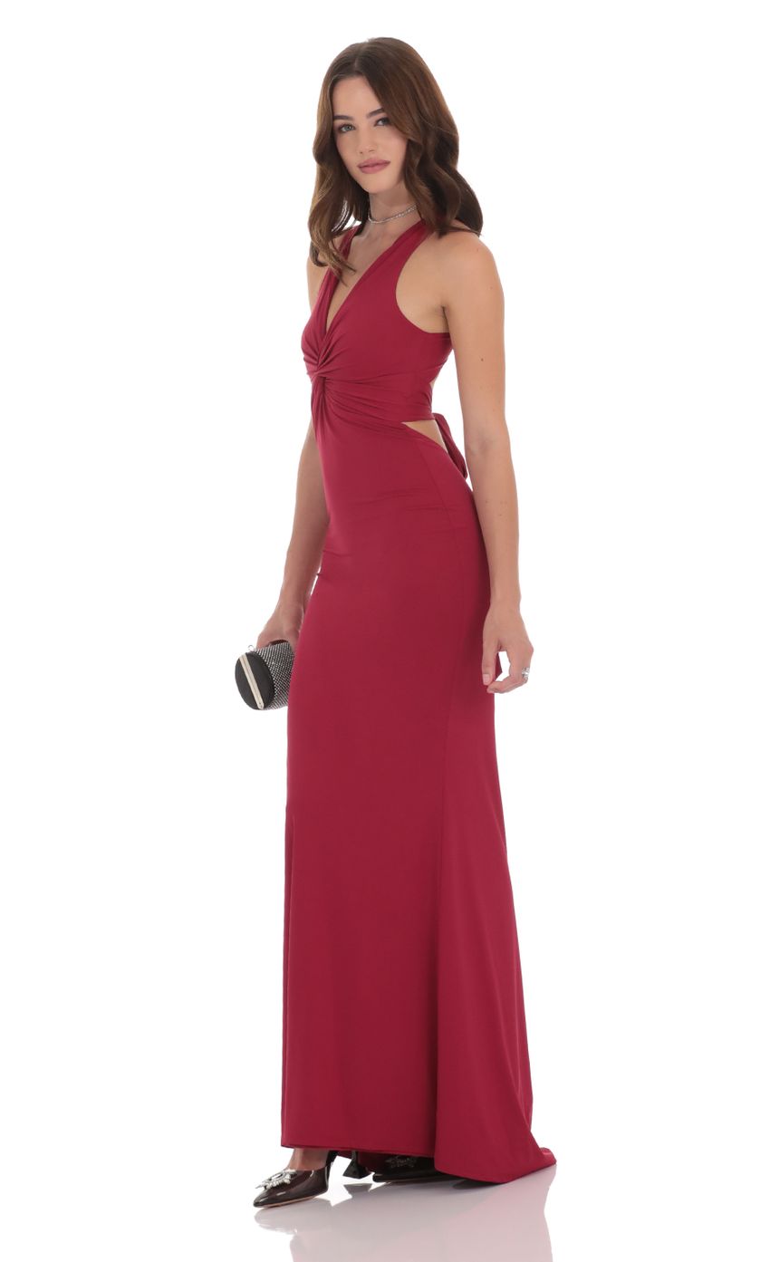 Twist V-Neck Maxi Dress in Wine