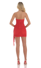 Pleated Corset Tassel Dress in Scarlett
