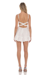 Floral Embroidered A-line Dress in White