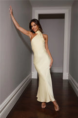 Satin Maxi Dress Yellow