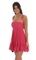 Chiffon Baby Doll Dress in Magenta