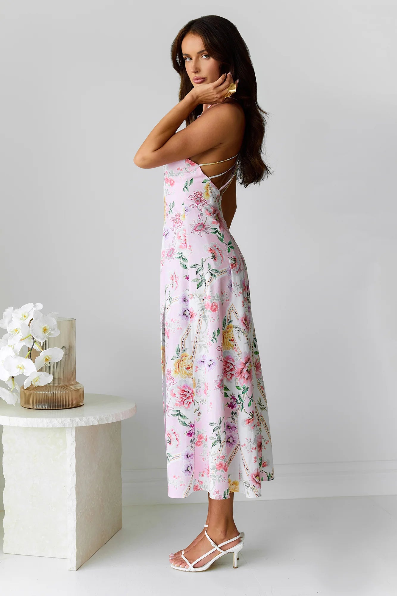 Sunset Dahlia Midi Dress Floral