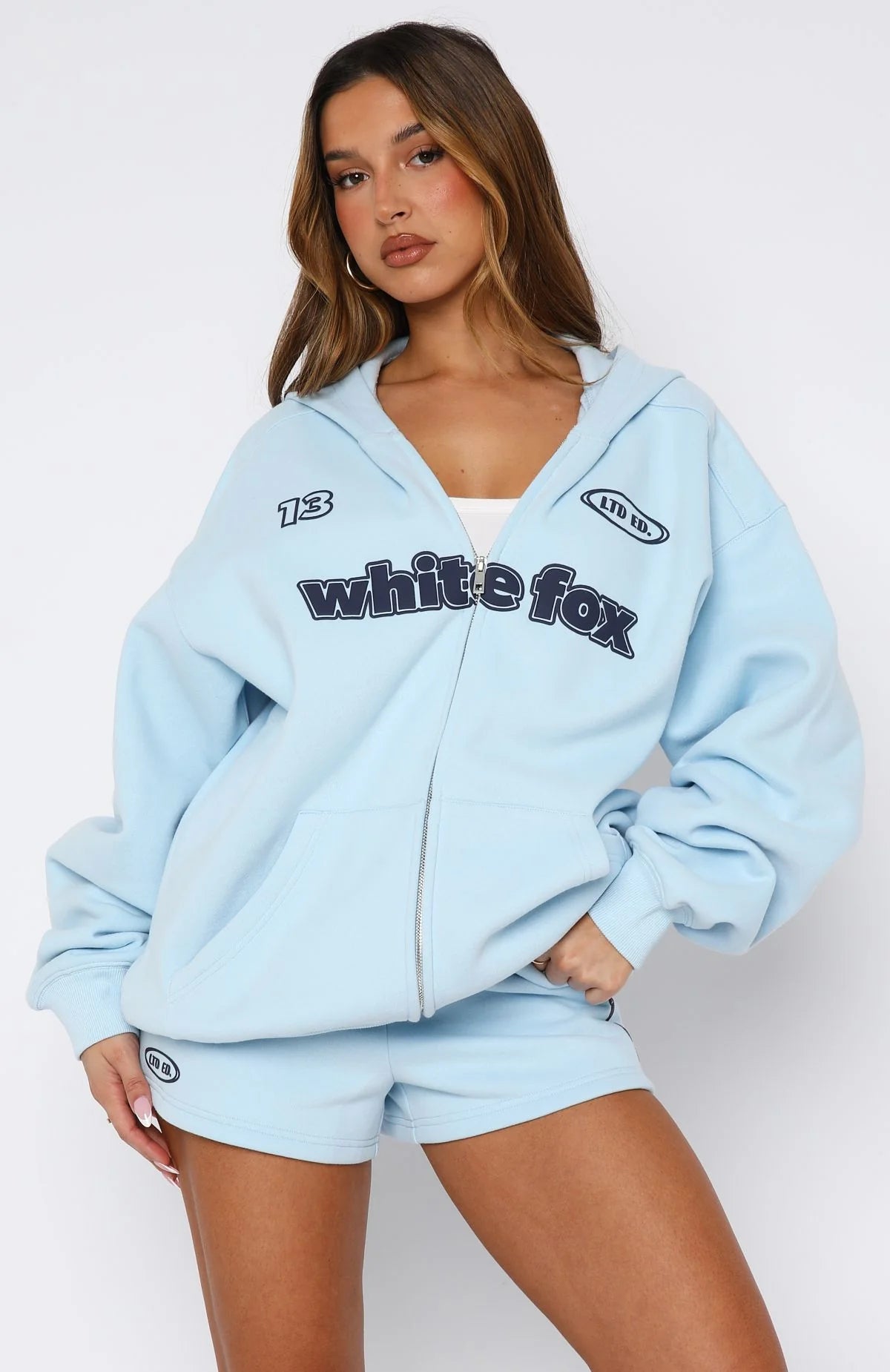Ready To Go Zip Front Hoodie Baby Blue