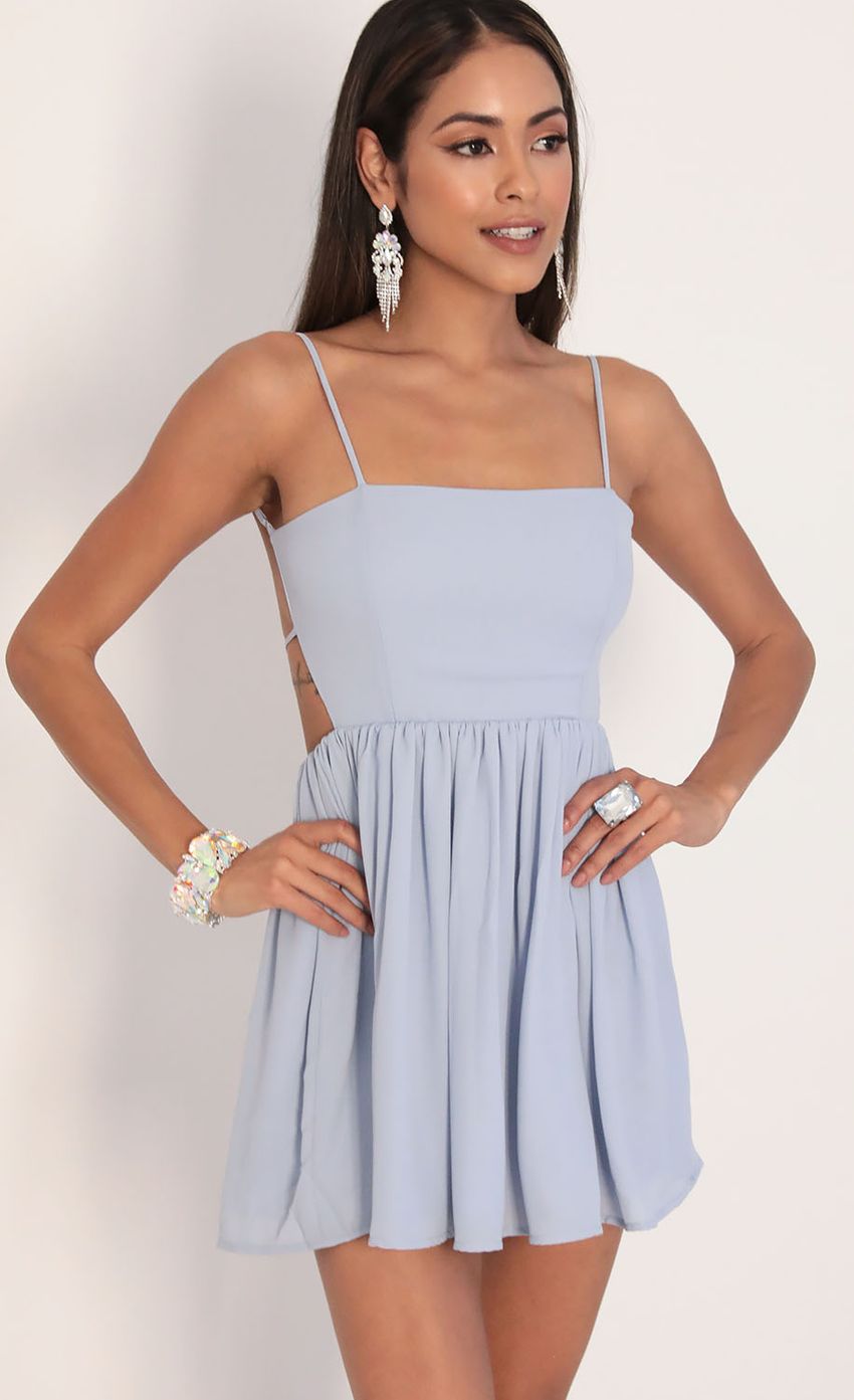 Chiffon A-line Dress in Dusty Blue