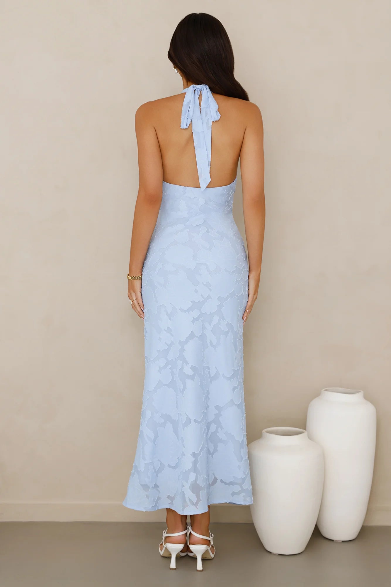 Legally Luxe Halter Maxi Dress Blue