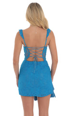 Sweetheart Neck Lace Dress in Blue