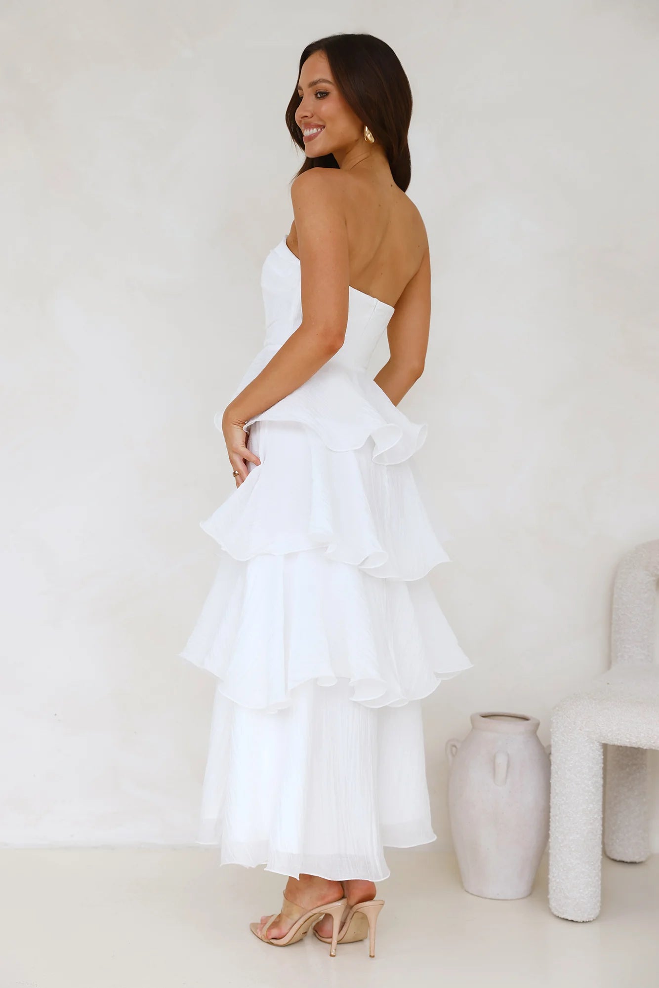 Wedding Adventure Strapless Maxi Dress White