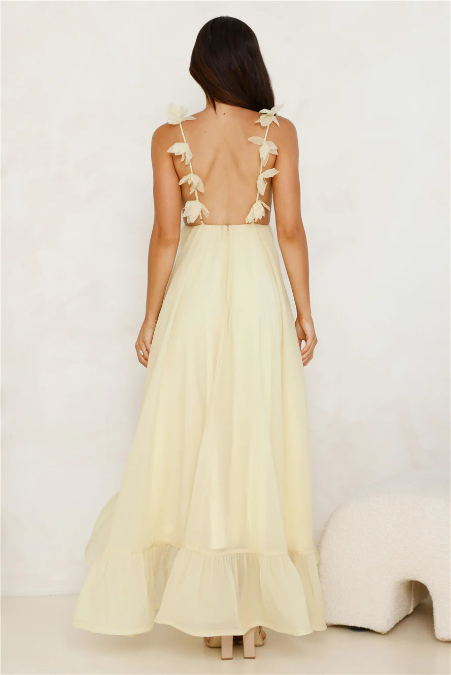 Floating On Florals Maxi Dress Yellow