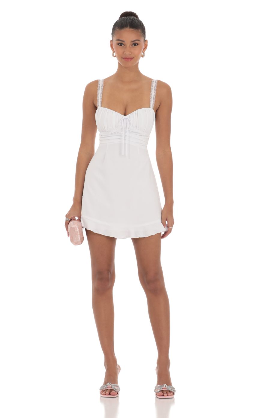 Lace Strap Open Back Dress in White