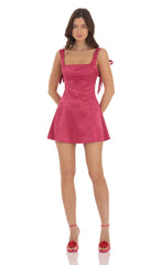 Back Bows Dress in Magenta