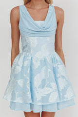 Lusting Lace-Up Back Mini Dress Ice Blue