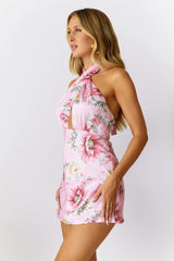 Isle Of Dreams Halter Satin Mini Dress Pink