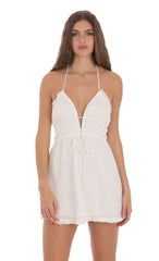 Halter Open Back Dress in White