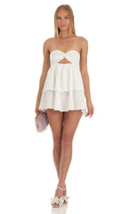 Jacquard Cutout Dress in White