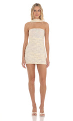 Lace Reverse Halter Dress in Cream
