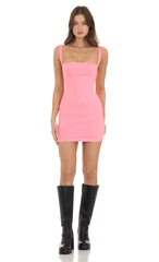 Bodycon Dress in Neon Pink