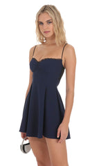 Back Lace A-Line Dress in Navy