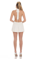 Open Back Halter Dress in White