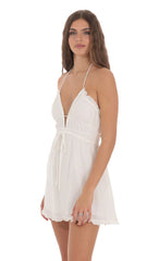 Halter Open Back Dress in White