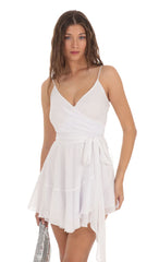 Wrap Dress in White Shimmer