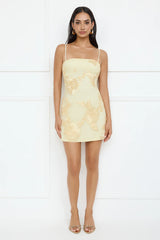 Songs Written Mesh Mini Dress Yellow