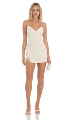 Chiffon Ruffle V-Neck Dress in Pastel Yellow