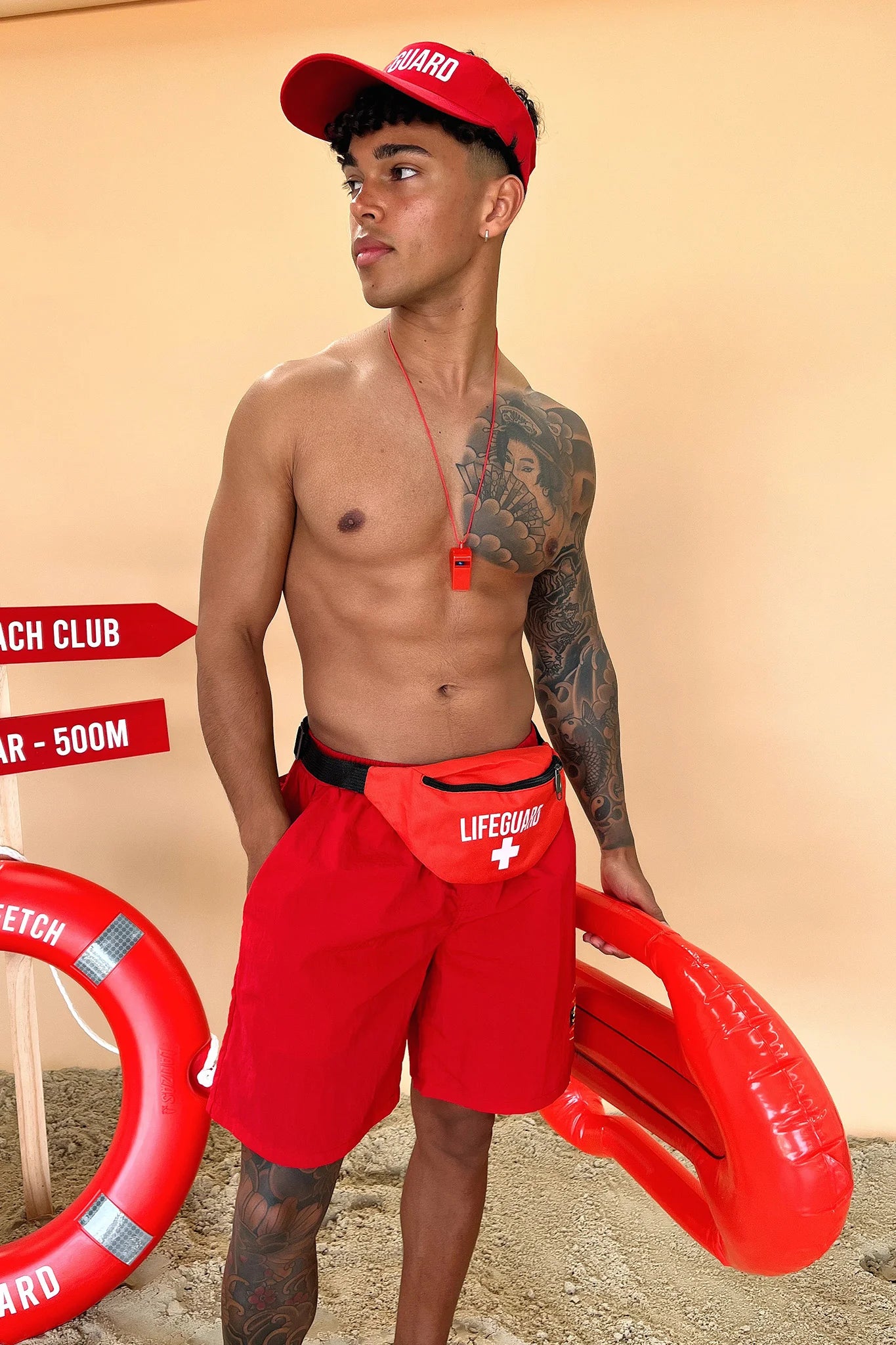 4 Piece Lifeguard Costume Kit