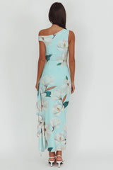 Raphaella Asymmetric Neckline Split Maxi Dress Magnolia Mint