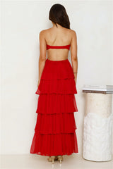 Luxe Mode Strapless Maxi Dress Raspberry