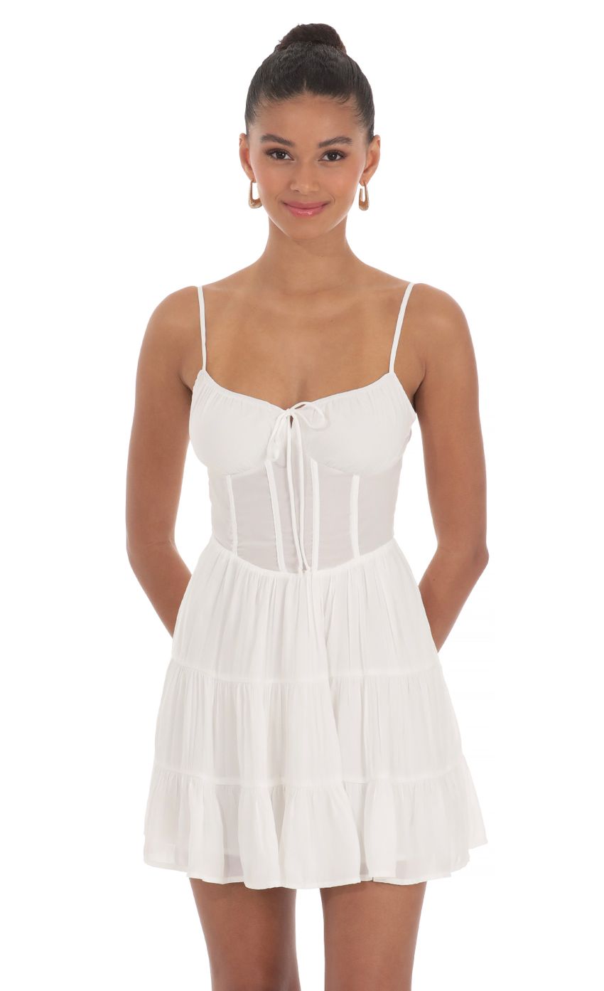 Corset A-line Dress in White