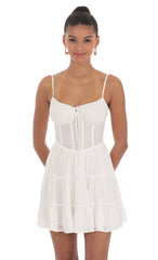 Corset A-line Dress in White