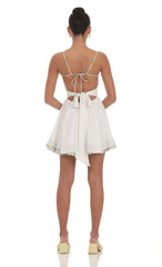 Polka Dot Twist A-line Dress in White