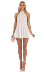 Halter A-line Dress in White
