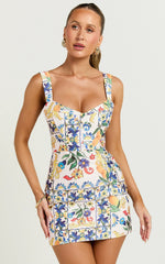 Square Neckline Dress in Positano Print