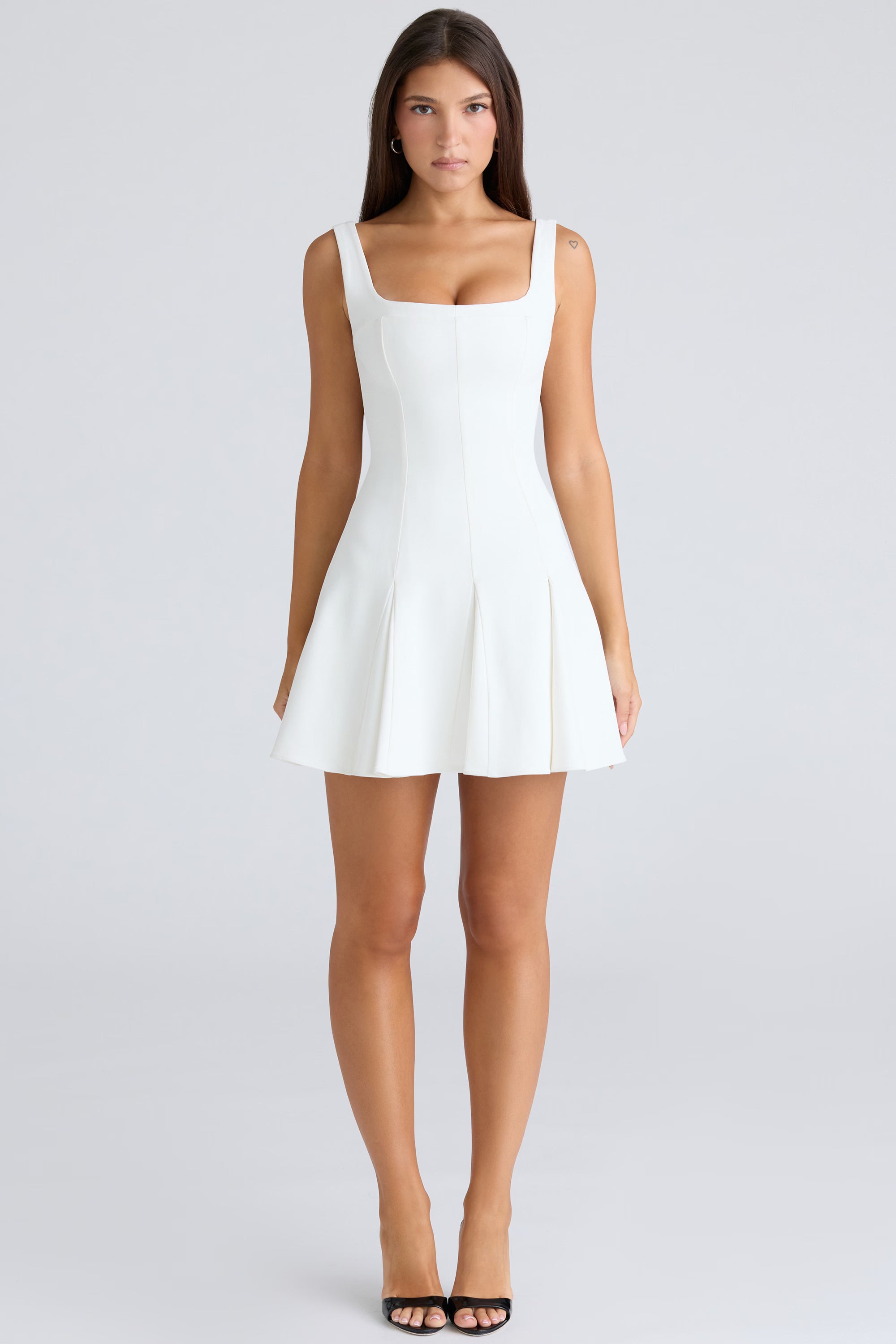 Vintage Ivory Stretch Crepe Mini Dress