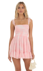 Chiffon Fit and Flare Dress in Pink Swirl