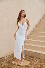 Seaside Sanctuary Mesh Maxi Dress White