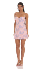 Lace Floral Babydoll Dress in Pink
