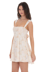 Floral Fit and Flare Dress in Cream Swirl