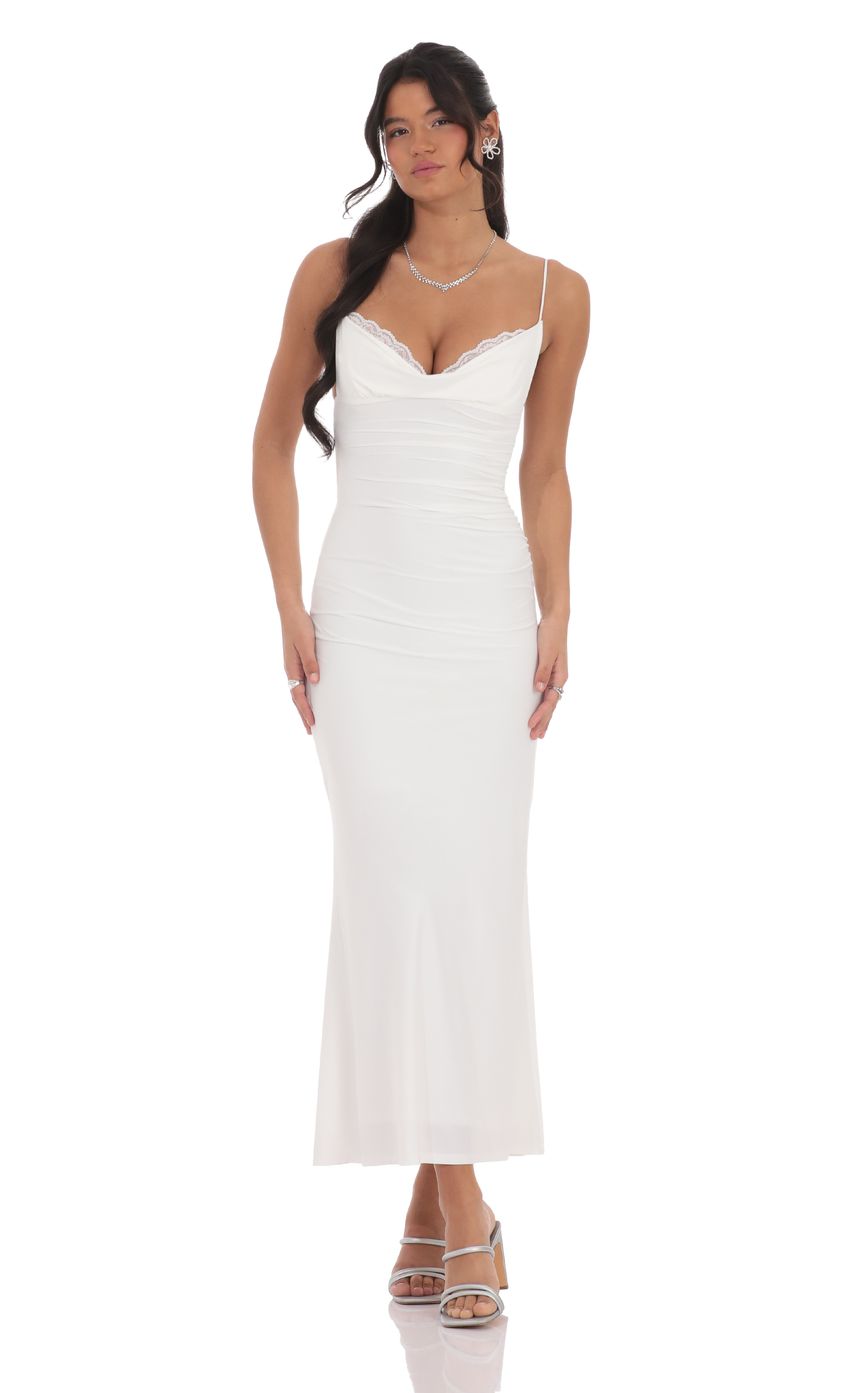 Ruched Cowl Neck Maxi Dress in Teal
