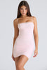 Ballerina Pink Gathered Stretch Mesh Mini Dress