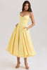 Sunshine Yellow Satin Tulle Midi Dress