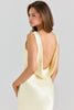 Buttermilk Satin Draped Cowl Neck Maxi Dress