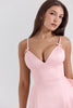 Parisian Pink Satin A-line Midi Dress